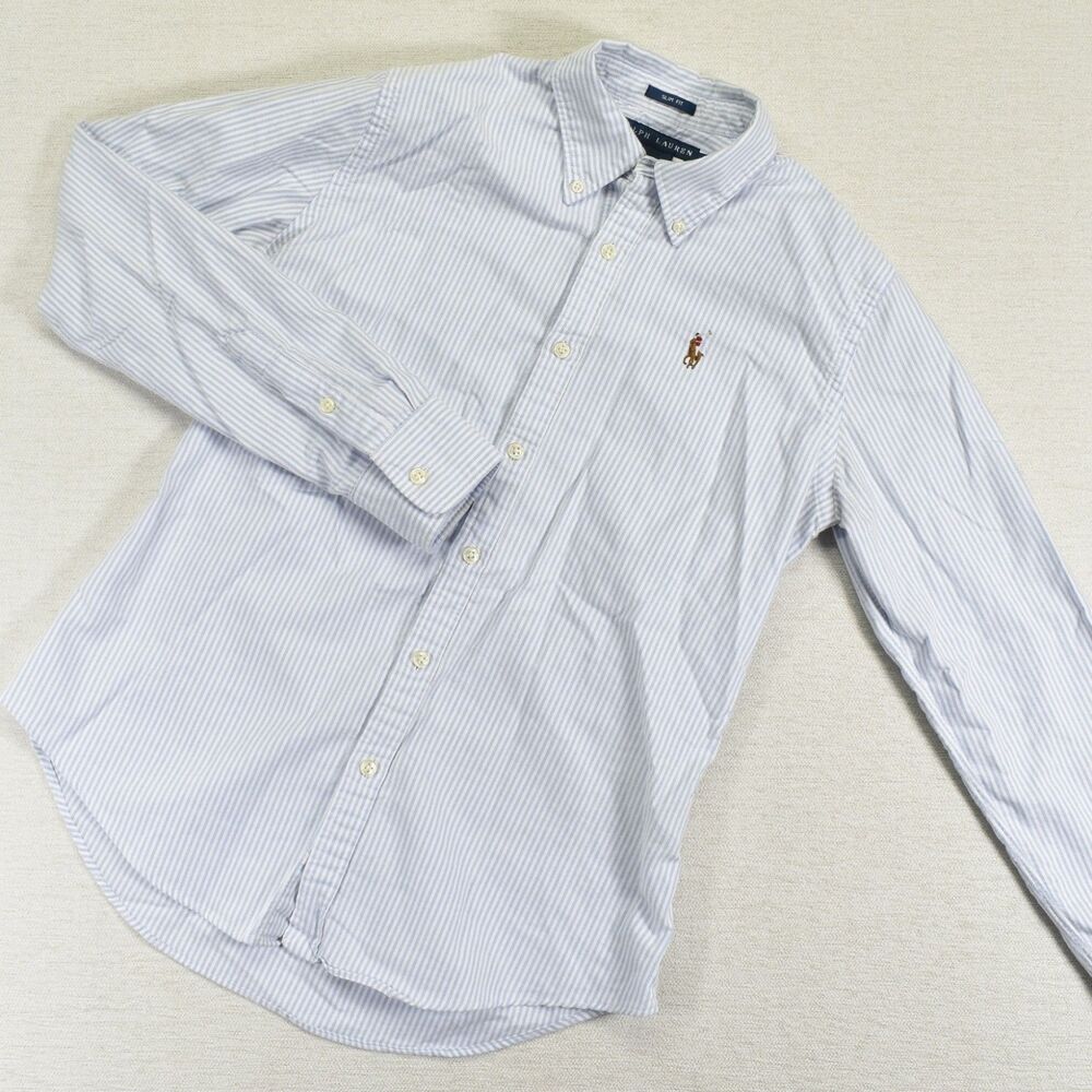 Womens Ralph Lauren Slim Fit Button Down Striped Shirt Long Sleeve 6